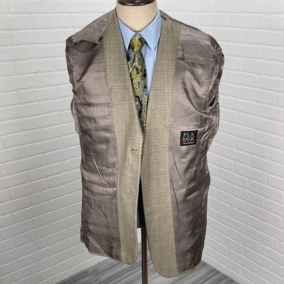 Jos A Bank Blazer Men 41R Green Plaid Gordon Signature Wool Silk Jacket Classic - Picture 6 of 14